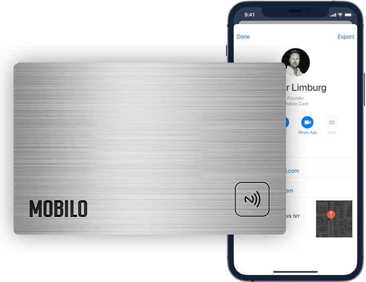 Mobilo Digital Business Card - Tap, Share, Connect - No App Required - Android & Smart Phone - Silver Metal Card - Image 1